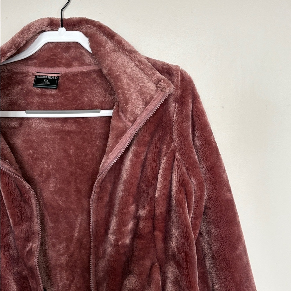 32 Degrees Heat Plush Teddy Zip Jacket Women’s M Dusty Rose Mauve - Picture 3 of 5